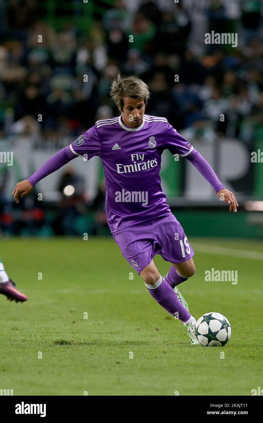 Real Madrids defender Fabio Coentrao from Portugal in action during the UEFA Champions League match between Sporting Clube de Portugal and Real Madrid at Estadio Jose Alvalade on November 22, 2016 in Lisbon, Portugal. (Photo by Bruno Barros / DPI / NurPhoto) *** Please Use Credit from Credit Field *** Stock Photo