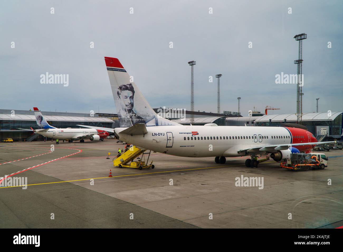 Copenhagen, Denmark - 08.05.2022: Norwegian Air planes in Kastrup airport. Stock Photo