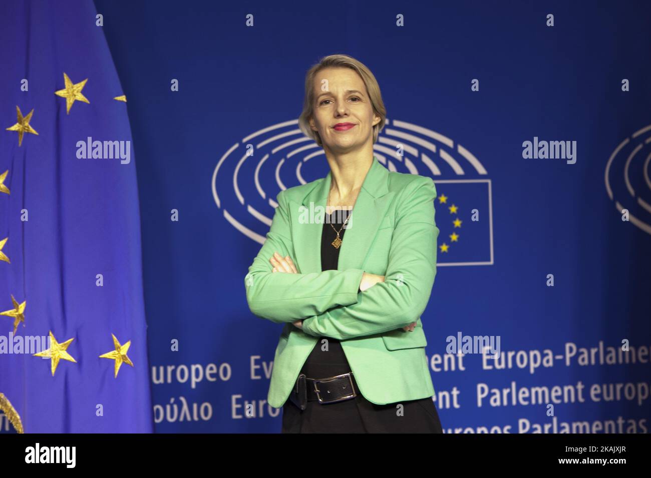 Helga Stevens at European Parliament, Brussels, Belgium, on December 6, 2016. - Helga Stevens is a Belgian member of the ECR group, a successful politician, great person and candidate for President of the European Parliament. She is running because she believes the European Parliament President should unite, not divide, the whole house and all of EuropeÃ‚Â´s representatives. (Photo by Siavosh Hosseini/NurPhoto) *** Please Use Credit from Credit Field *** Stock Photo