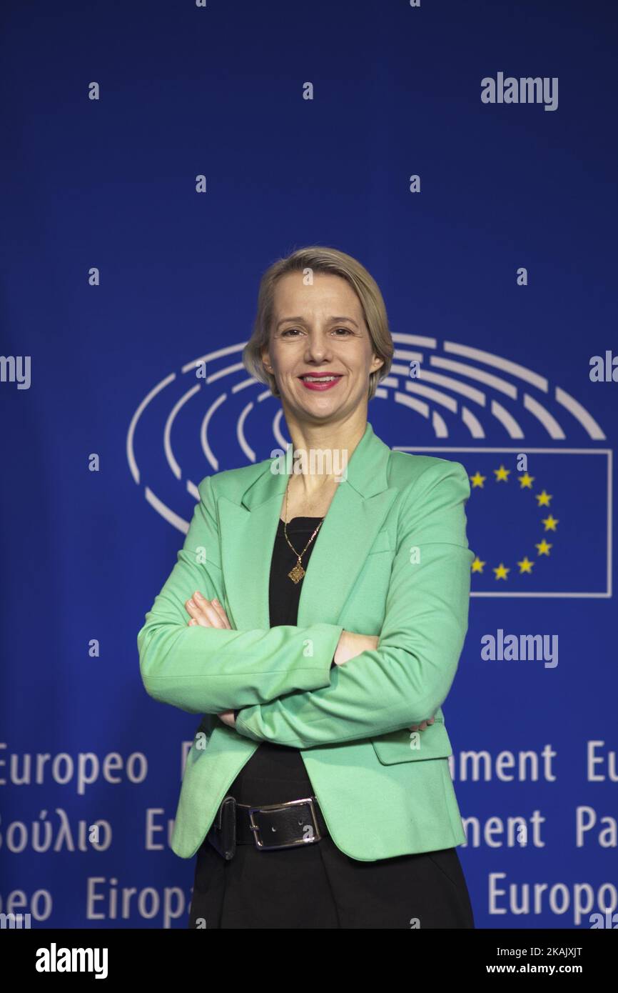 Helga Stevens at European Parliament, Brussels, Belgium, on December 6, 2016. - Helga Stevens is a Belgian member of the ECR group, a successful politician, great person and candidate for President of the European Parliament. She is running because she believes the European Parliament President should unite, not divide, the whole house and all of EuropeÃ‚Â´s representatives. (Photo by Siavosh Hosseini/NurPhoto) *** Please Use Credit from Credit Field *** Stock Photo