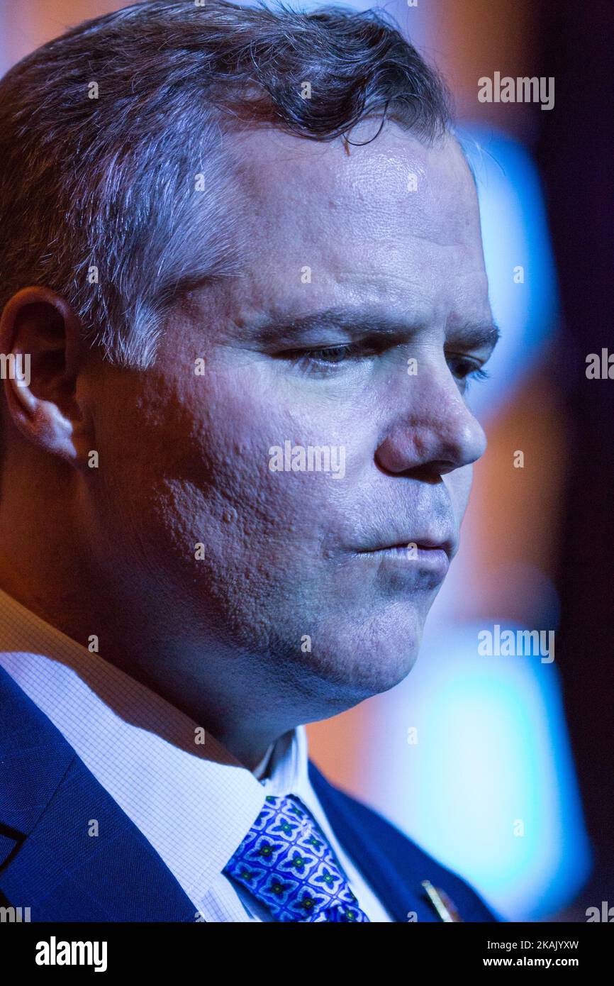 Jim Murren, Chairman, CEO of MGM Resorts International, answers questions after a press conference at MGM National Harbor, in Washington, D.C. on Thursday, December 8, 2016 (Photo by Cheriss May/NurPhoto) *** Please Use Credit from Credit Field *** Stock Photo