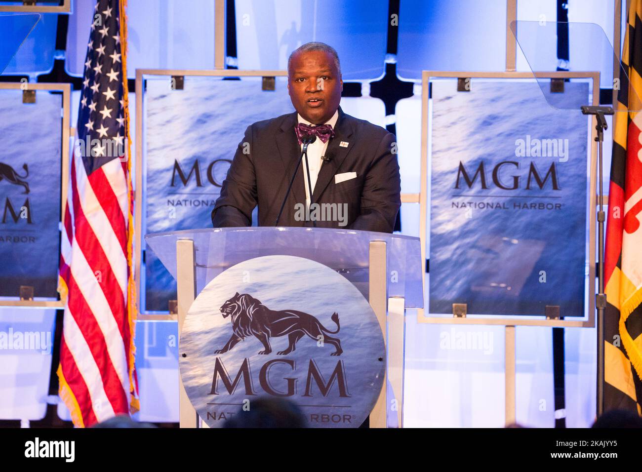Rushern L. Baker III, County Executive, Prince George's County, speaks at a press conference, at MGM National Harbor, in Washington, D.C. on Thursday, December 8, 2016 (Photo by Cheriss May/NurPhoto) *** Please Use Credit from Credit Field *** Stock Photo