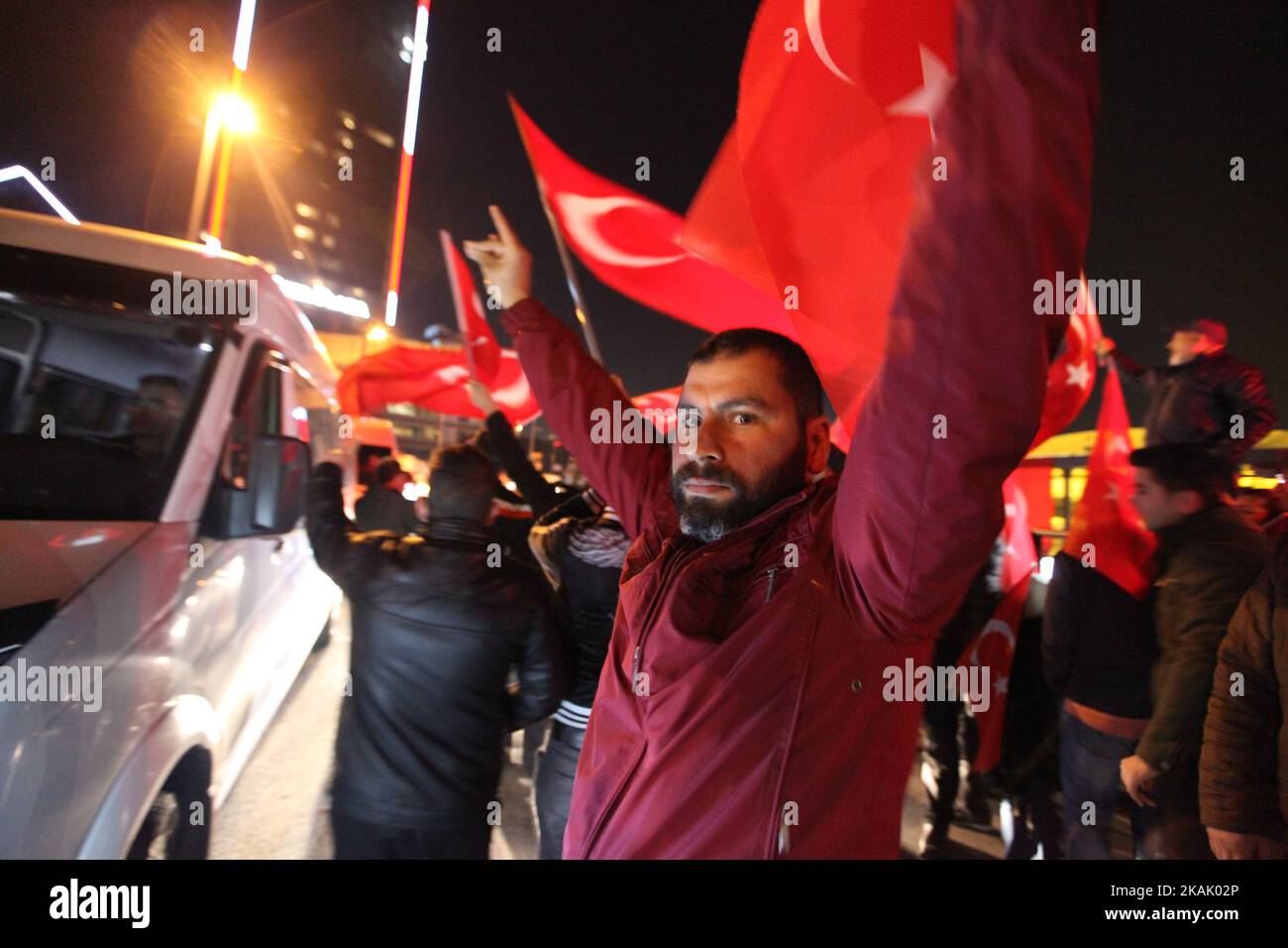 People visit the scene of Saturday's blasts on December 11, 2016 in Istanbul, Turkey. According to Interior Minister Suleyman Soylu, at least 38 people were killed and 166 other wounded in twin explosions outside Besiktas FC's Vodafone Arena Stadium and in nearby Macka Park a few hours after the night's soccer match on 10 December. The bombs apparently targeted police officers who were securing the match. The Kurdish nationalist group Kurdistan Freedom Hawks, which seeks an independent Kurdish state in eastern and southeastern Turkey, claimed responsibility for the attack, according to publish Stock Photo