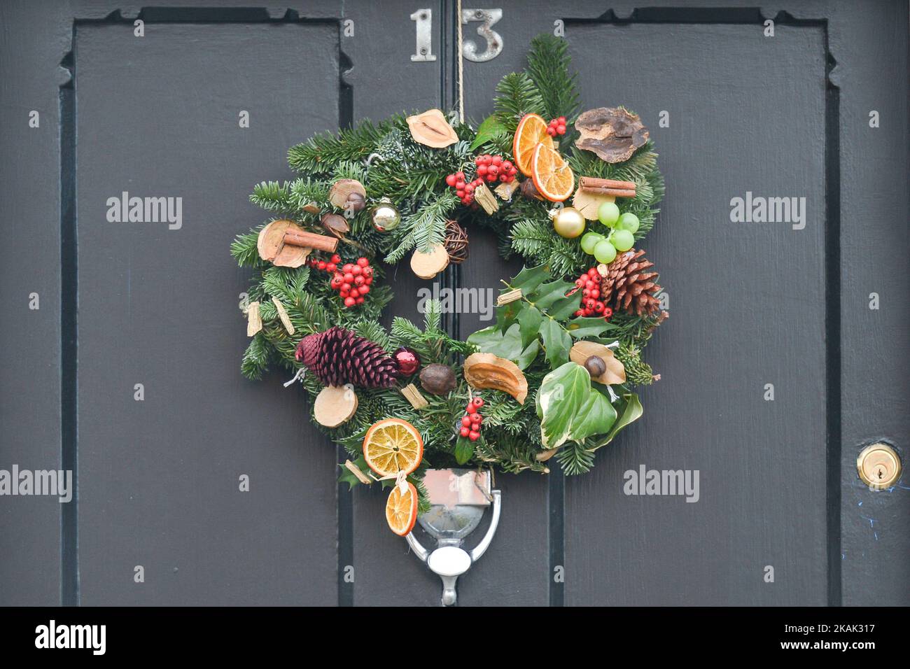 An example of Christmas Wreath placed on a door in Ranelagh, Dublin South area. On Monday, 19