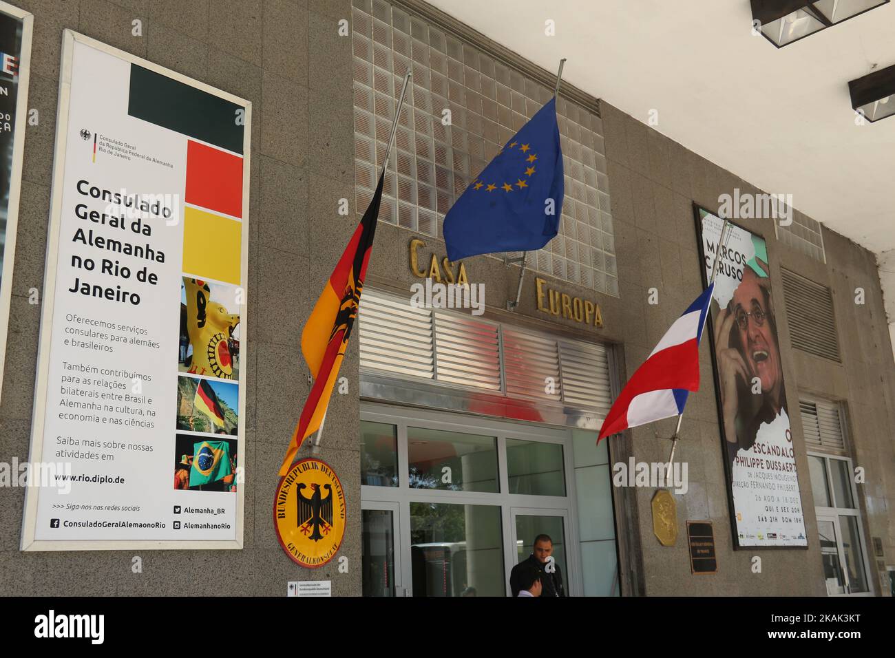 Flag of Germany is seen at halfmast at the Consulate of Germany in Downtown Rio de Janeiro, as