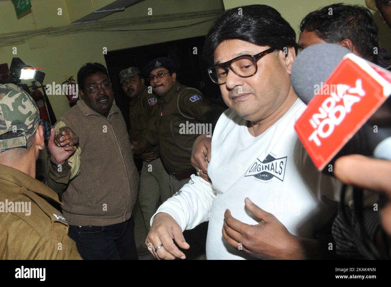 CBI arrests Trinamool MP and Actor Tapas Paul in Rose Valley chit fund case at CGO Complex on December 30,2016 in Kolkata,India.The CBI on Friday arrested Trinamool Congress MP Tapas Paul in connection with the alleged Rose Valley chit fund scam. The MP had reached the Central Bureau of Investigation office in North 24 Parganas in the morning. Earlier this week, the investigative agency had summoned Paul in connection with the case. Another TMC MP Sudip Bandyopadhyay, too, was asked to present himself before the CBI team on December 30. (Photo by Debajyoti Chakraborty/NurPhoto) *** Please Use  Stock Photo