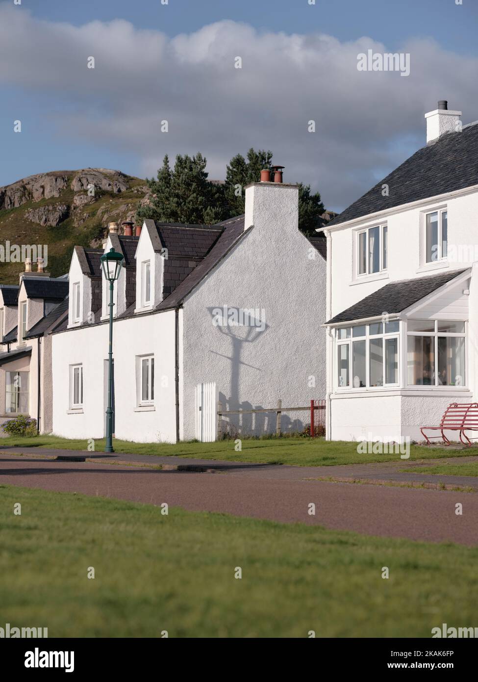 Shieldaig village high street in Wester Ross, Highland, Scotland UK Stock Photo