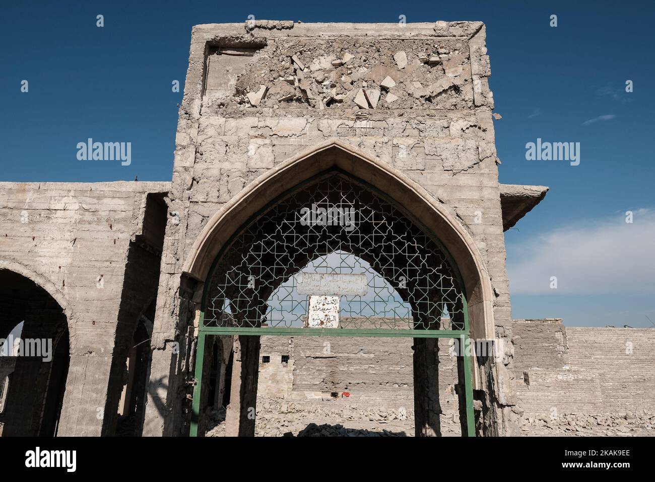 MOSUL, IRAQ - JANUARY 18, 2017 - Iraqi security forces (ISF), backed up by US-led coalition warplanes and military advisors, have regained more areas from the ISIS terrorist group inside the major Iraqi city of Mosul in the province of Nineveh. Among them Al Nabi Yunus Mosque.The Nabi Yunus shrine called also JonahÂ’s tomb which was built on the reputed burial site of a prophet known in the Koran as Yunus and in the Bible as Jonah was a popular pilgrimage site. In July 2014, weeks after overrunning Mosul and much of IraqÂ’s Sunni Arab heartland, IS militants rigged the shrine and blew it up. ( Stock Photo