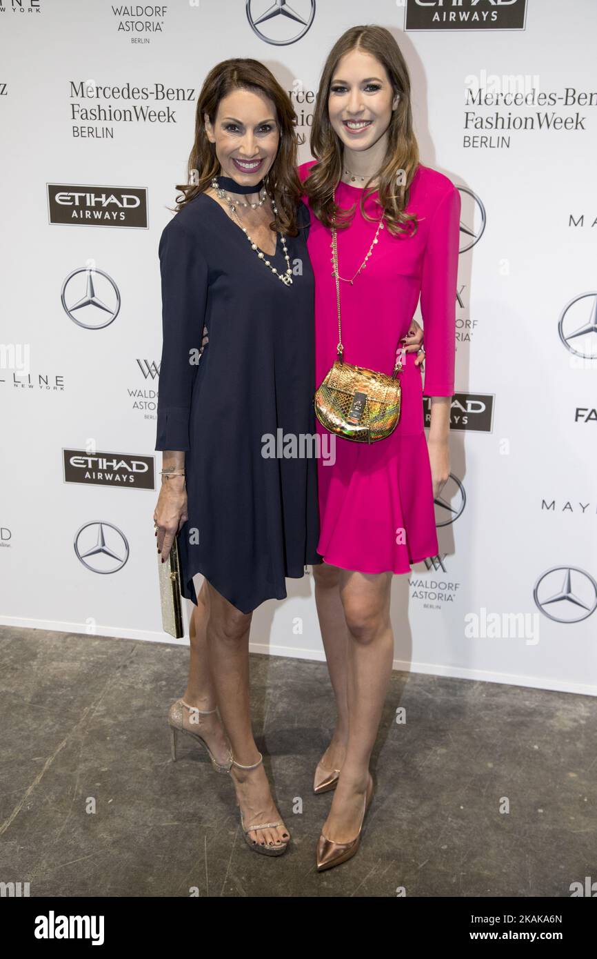 (L-R) Dagmar Koegel and Alana Siegel attend the Riani show during the Mercedes-Benz Fashion Week Berlin A/W 2017 at Kaufhaus Jandorf in Berlin, Germany on January 17, 2017. (Photo by Emmanuele Contini/NurPhoto) *** Please Use Credit from Credit Field *** Stock Photo