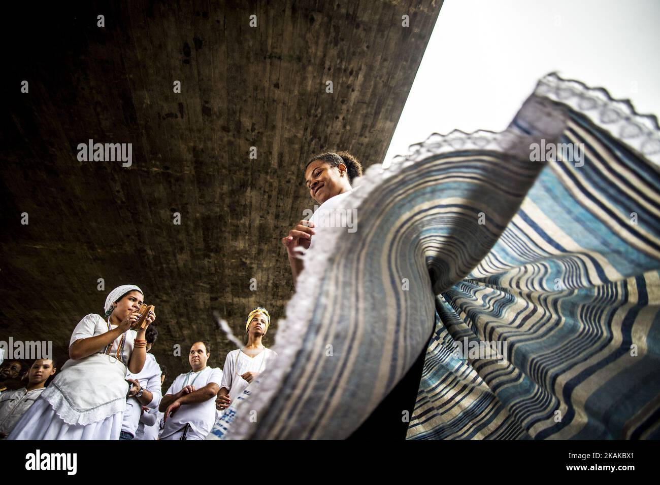 National day of combating religious intolerance in Sao Paulo, Brazil, on 21 January 2017. Social, artistic and cultural collective movements are doing in Sao Paulo at the Free Vault of Masp on Avenida Paulista against violence that historically affects adherents of candomblÃ©, umbanda, And other black-rooted cults. (Photo by Cris Faga/NurPhoto) *** Please Use Credit from Credit Field *** Stock Photo