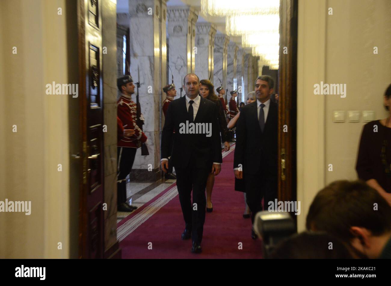 Ex-President Rosen Plevneliev, R and the new elected President Rumen ...
