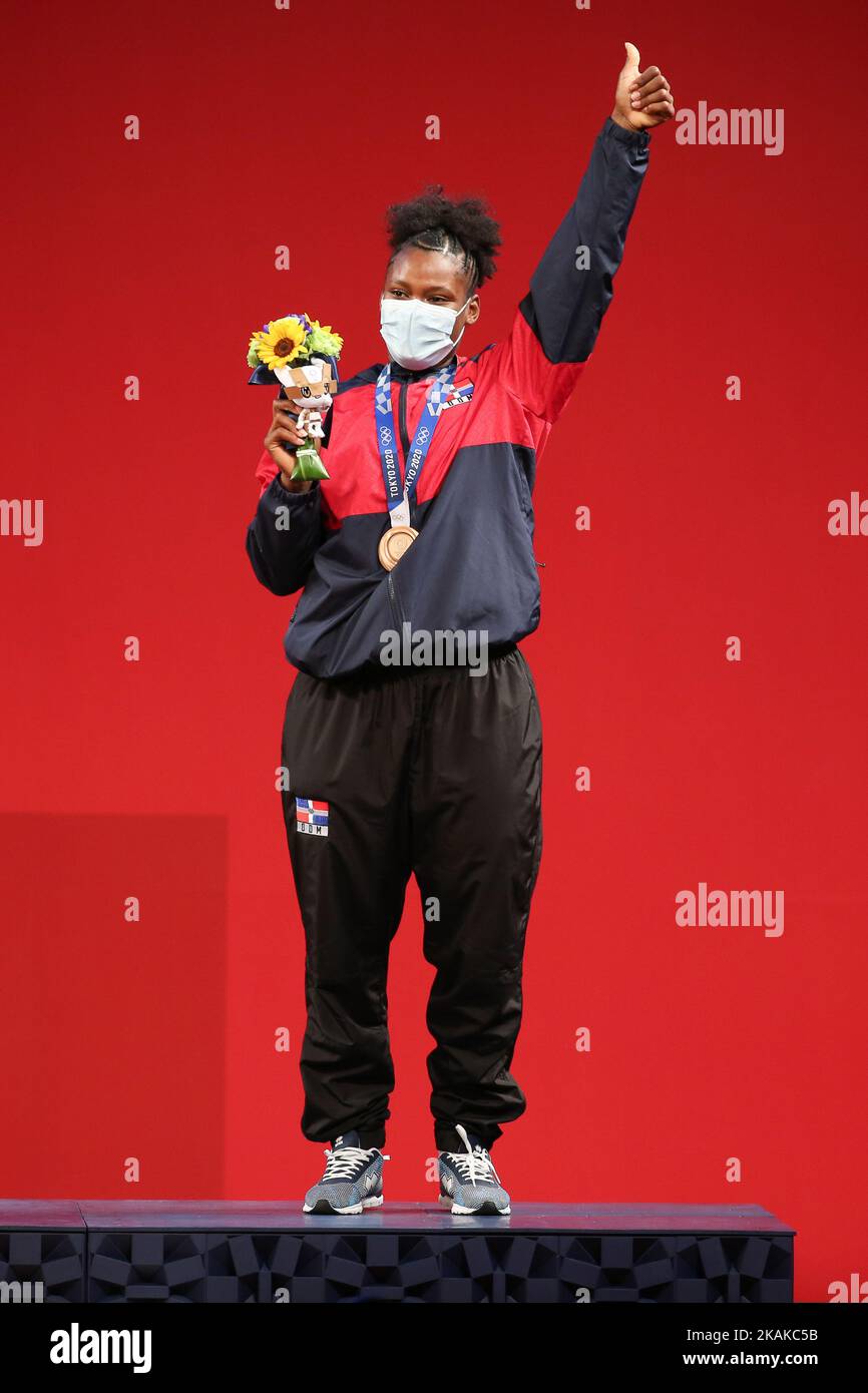 AUGUST 02, 2021 - TOKYO, JAPAN: Crismery SANTANA of Dominican Republic wins the bronze medal in the Weightlifting Women's 87kg at the Tokyo 2020 Olympic Games (Photo by Mickael Chavet/RX) Stock Photo