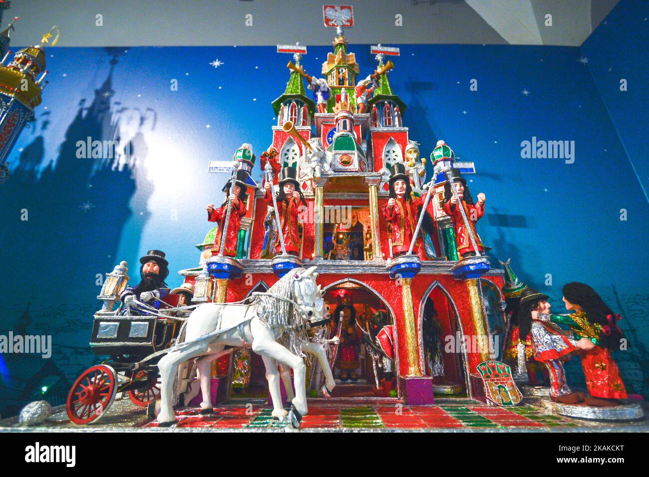 A Nativity Scene created by Marian and Zygmunt Wosik, the 4th place in large size category, during the 74th Krakow Nativity Scene Contest Exhibition, inside the Historical Museum of the City of Krakow. On Tuesday, 24 January 2017, in Krakow, Poland. Photo by Artur Widak *** Please Use Credit from Credit Field ***  Stock Photo