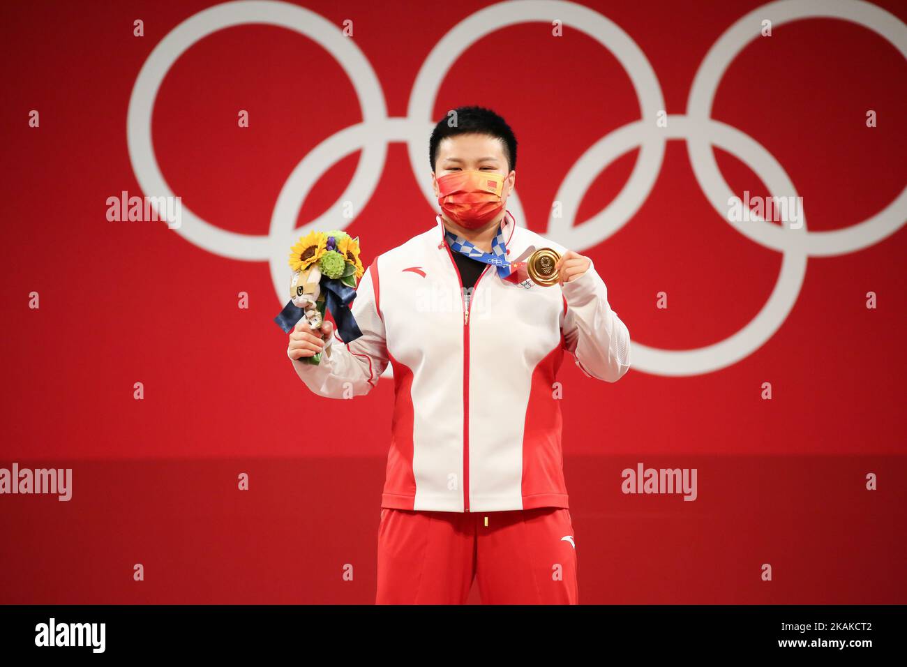 AUGUST 02, 2021 - TOKYO, JAPAN: Wang ZHOUYU of China wins the gold medal in the Weightlifting Women's 87kg at the Tokyo 2020 Olympic Games (Photo by Mickael Chavet/RX) Stock Photo