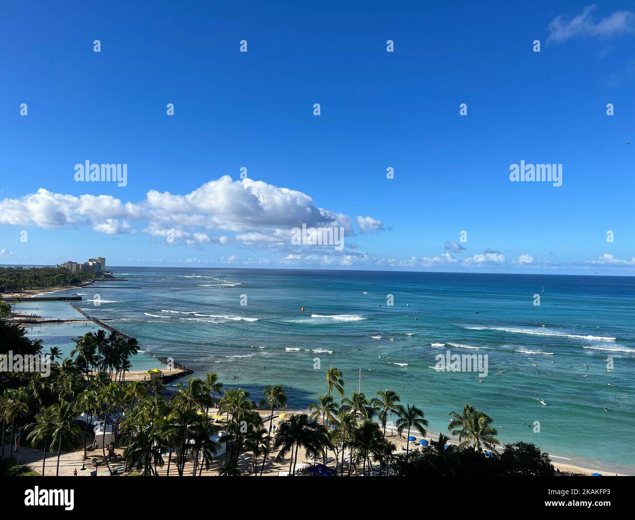 An aerial view of the beautiful Waikiki beach in Honolulu, Hawaii Stock ...