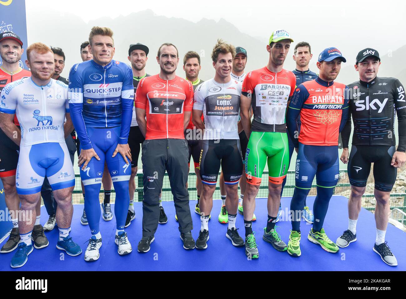 Riders From Different Teams Pose For A Picture At The Top Of Hatta Dam Riders from different teams pose for a picture at the top of hatta dam