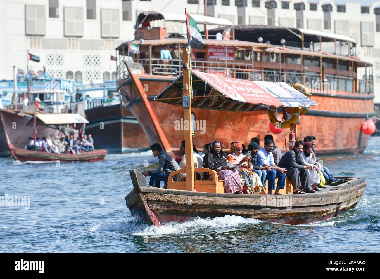 A view of a packed waterbus on a busy Dubai Creek. On Monday, 6