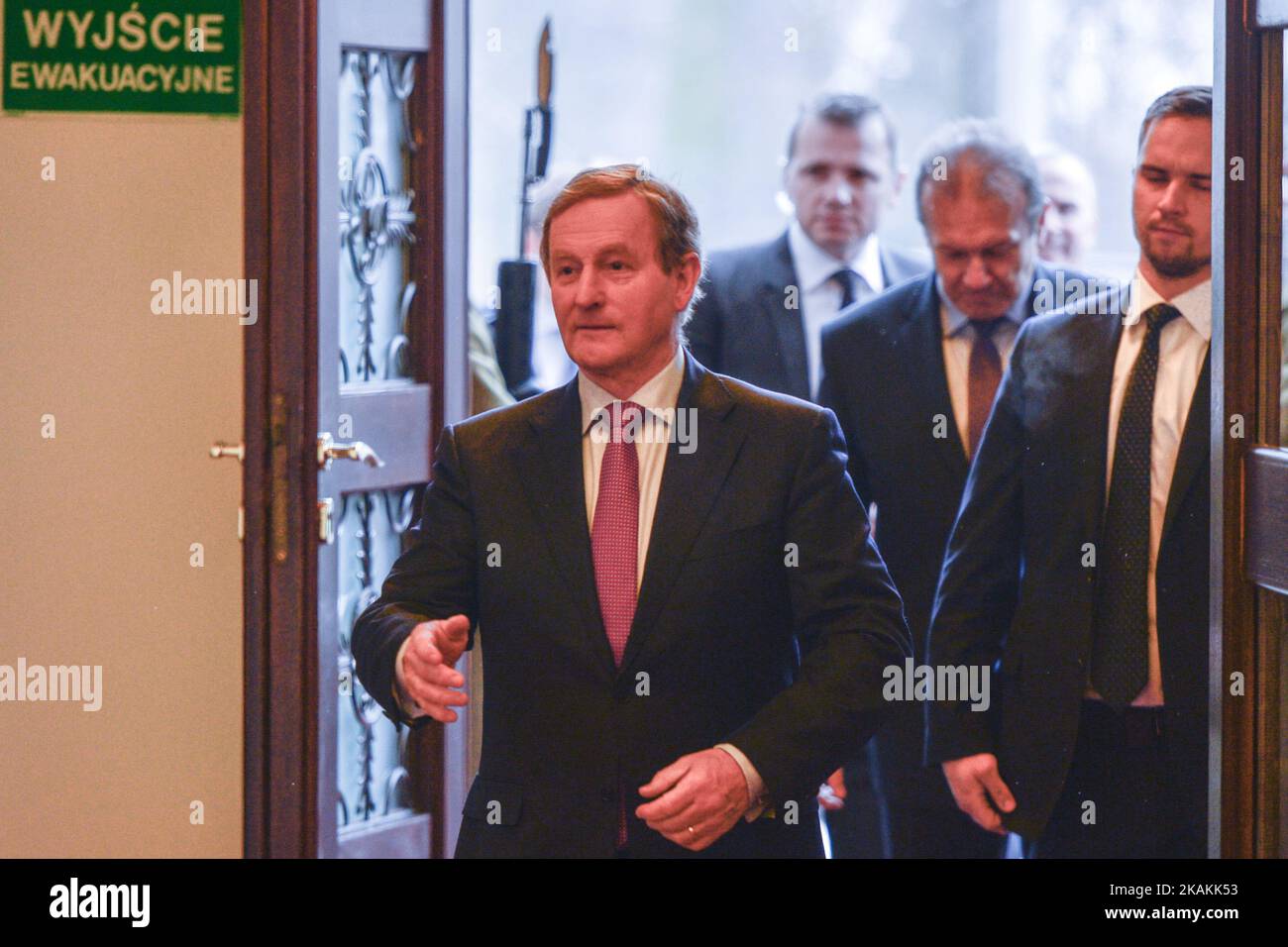 The Taoiseach (Irish Prime Minister), Enda Kenny arrives to the Polish Prime Minister Office, in Warsaw. On Thursday, 9 February 2017, in Warsaw, Poland (Photo by Artur Widak/NurPhoto) *** Please Use Credit from Credit Field ***  Stock Photo