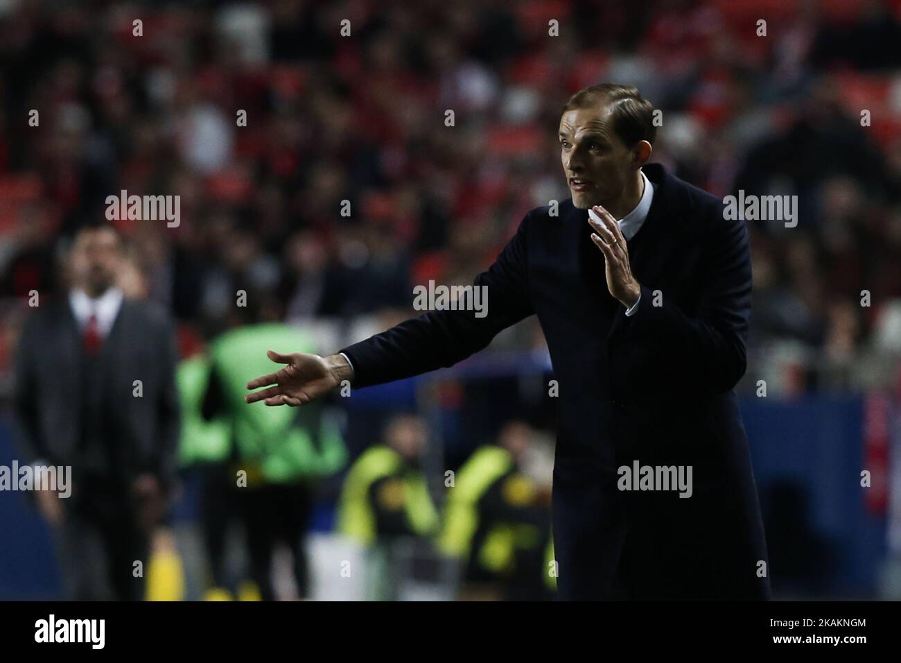 Dortmund's coach Thomas Tuchel during Champions League 2016/17 match between SL Benfica vs BVB Borussia Dortmund, in Lisbon, on February 14, 2017. (Photo by Carlos Palma/NurPhoto) *** Please Use Credit from Credit Field *** Stock Photo