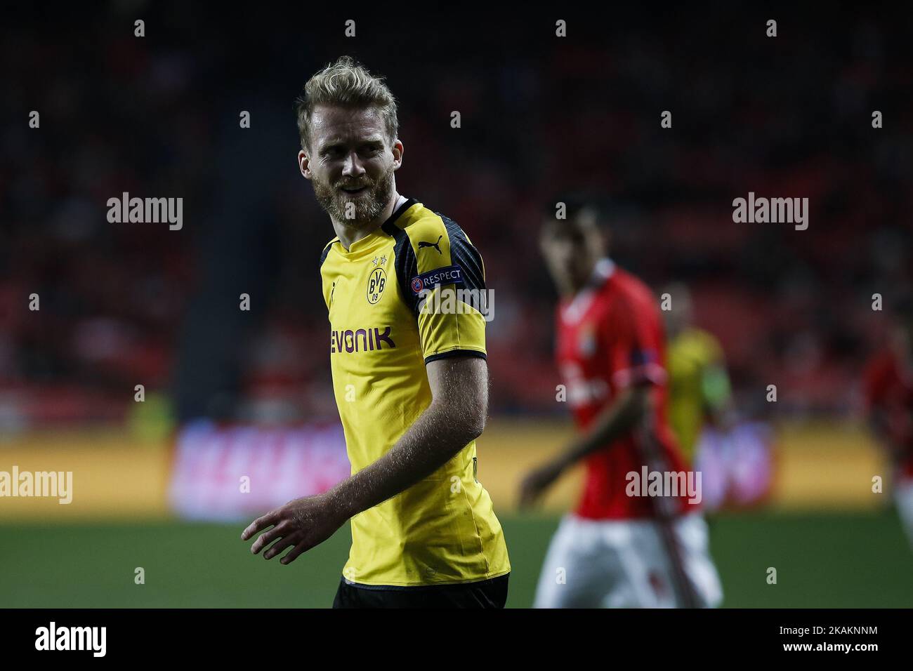 Dortmund's forward Andre Schurrle reacts during Champions League 2016/17 match between SL Benfica vs BVB Borussia Dortmund, in Lisbon, on February 14, 2017. (Photo by Carlos Palma/NurPhoto) *** Please Use Credit from Credit Field *** Stock Photo