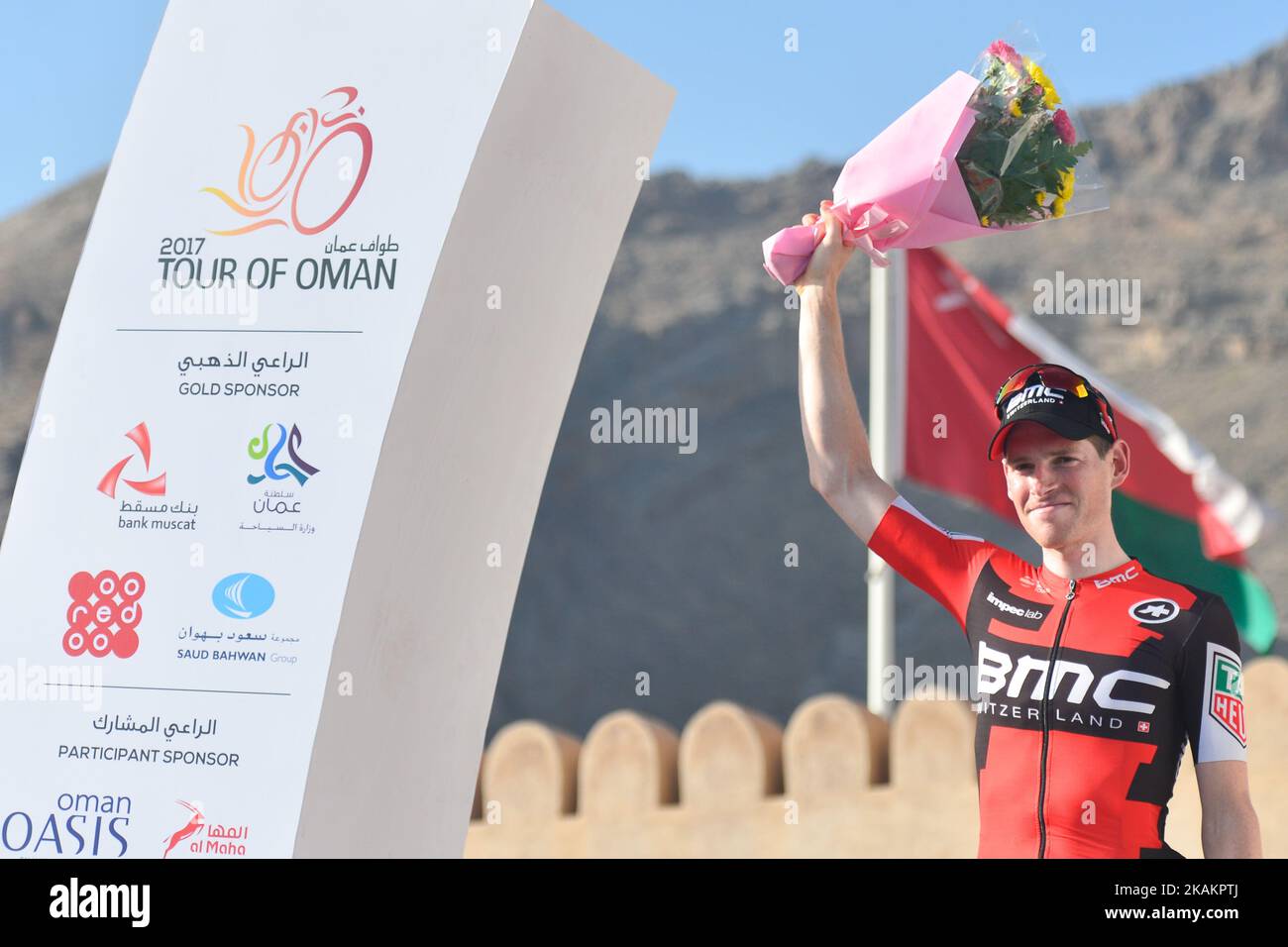 Ben HERMANS from BMC Racing Team, after he wins the fifth stage, a 152.5km from Sama'il to Jabal Al Akhdhar (Green Mountain), at the 2017 cycling Tour of Oman. On Saturday, February 18, 2017, in Jabal Al Akhdhar, Ad Dakhiliyah Region, Oman. Photo by Artur Widak *** Please Use Credit from Credit Field ***  Stock Photo