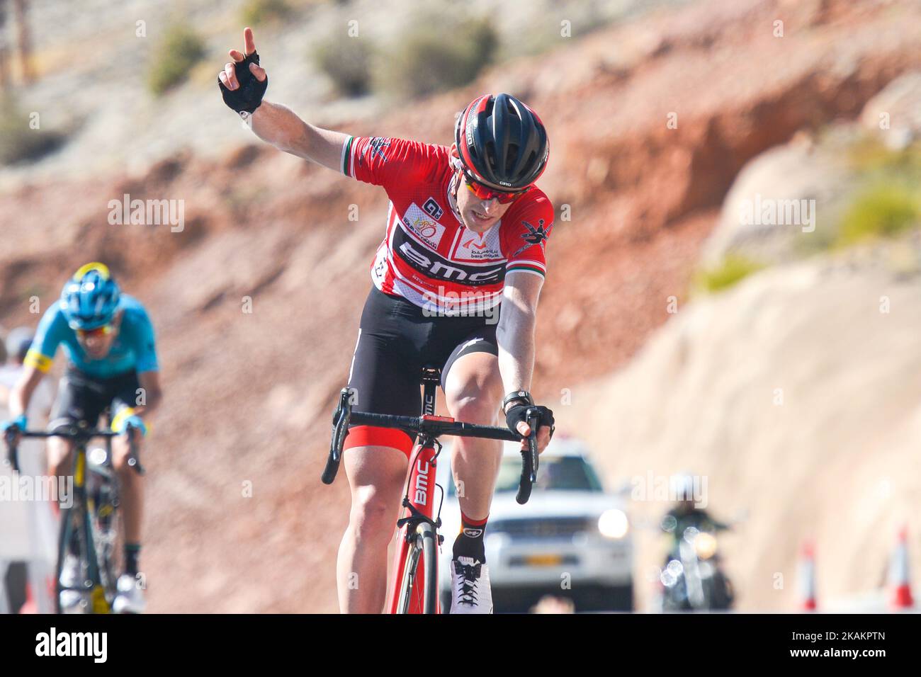 Ben HERMANS from BMC Racing Team, wins the fifth stage, a 152.5km from Sama'il to Jabal Al Akhdhar (Green Mountain), at the 2017 cycling Tour of Oman. On Saturday, February 18, 2017, in Jabal Al Akhdhar, Ad Dakhiliyah Region, Oman. Photo by Artur Widak *** Please Use Credit from Credit Field ***  Stock Photo