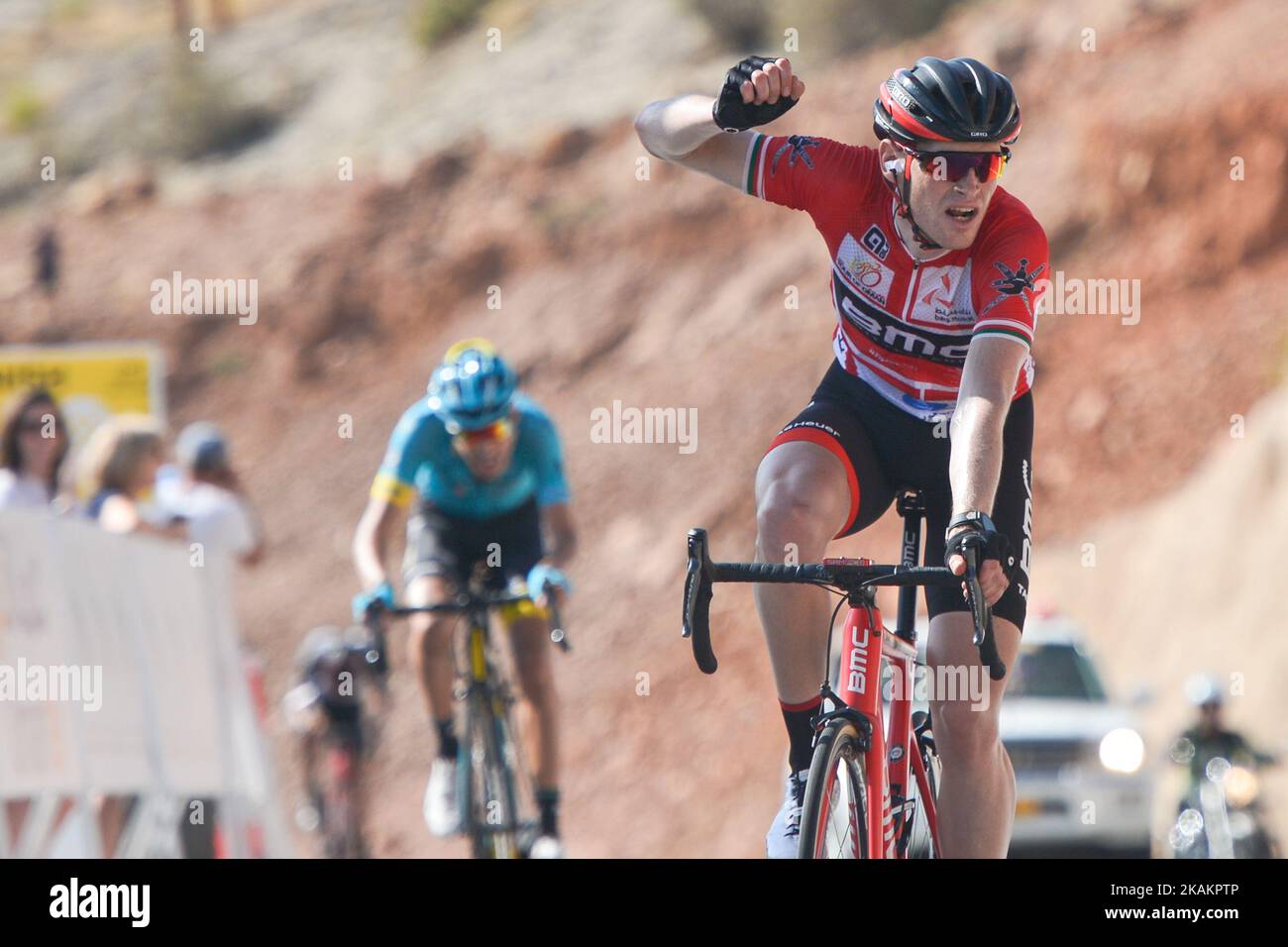 Ben HERMANS from BMC Racing Team, wins the fifth stage, a 152.5km from Sama'il to Jabal Al Akhdhar (Green Mountain), at the 2017 cycling Tour of Oman. On Saturday, February 18, 2017, in Jabal Al Akhdhar, Ad Dakhiliyah Region, Oman. Photo by Artur Widak *** Please Use Credit from Credit Field ***  Stock Photo