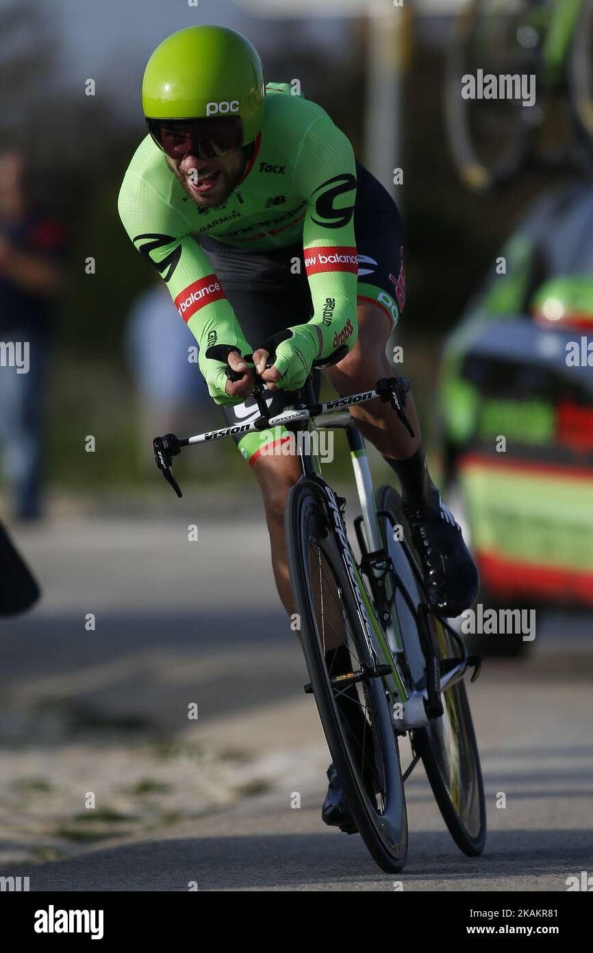 VILLELLA Davide of CANNONDALE DRAPAC PROFESSIONAL CYCLING TEAM during the 3rd stage (time-trial) of the cycling Tour of Algarve in Sagres, on February 17, 2017. (Photo by Filipe Amorim/NurPhoto) *** Please Use Credit from Credit Field *** Stock Photo