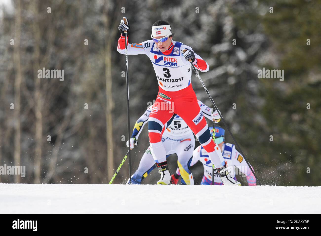 Marit Bjoergen from Norway during Ladies cross-country 30 km Mass Start Free final, at FIS Nordic World Ski Championship 2017 in Lahti. On Saturday, March 04, 2017, in Lahti, Finland. Photo by Artur Widak *** Please Use Credit from Credit Field ***  Stock Photo