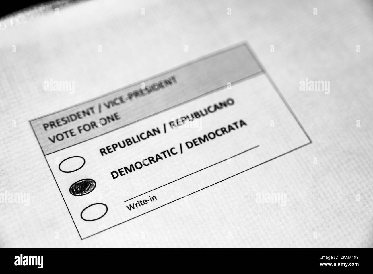 Blank ballot with a pen for president in the 2020 election Stock Photo