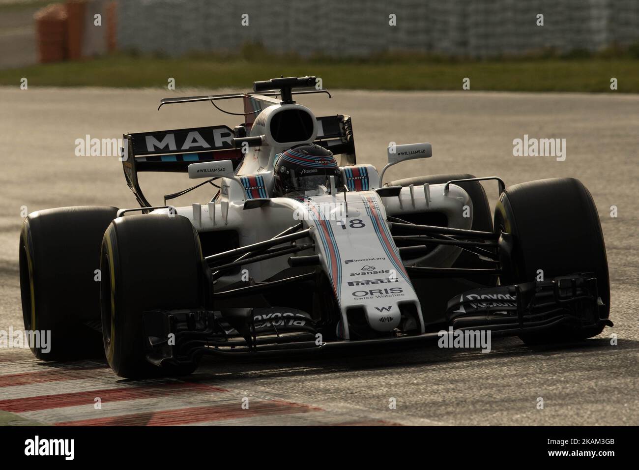 Lance Stroll from Canada of Williams f1 Mercedes FW40 in action during the Formula One winter testing at Circuit de Catalunya on March 10, 2017 in Montmelo, Spain. (Photo by Bruno Barros / DPI / NurPhoto) *** Please Use Credit from Credit Field ***  Stock Photo