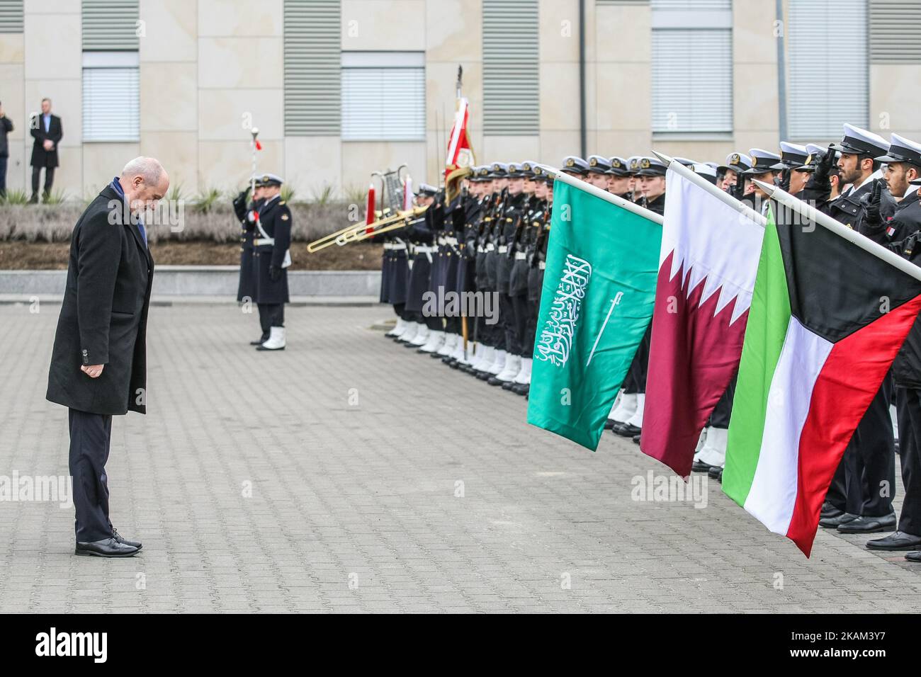 Minister of Defence Antoni Macierewicz is seen on 12 March 2017 in Gdynia, Poland . The name of the late president Lech Kaczynski's was given to Naval Academy library in Gdynia in occasion of 10th anniversary of Kaczynski visit in the Naval Academy. (Photo by Michal Fludra/NurPhoto) *** Please Use Credit from Credit Field *** Stock Photo