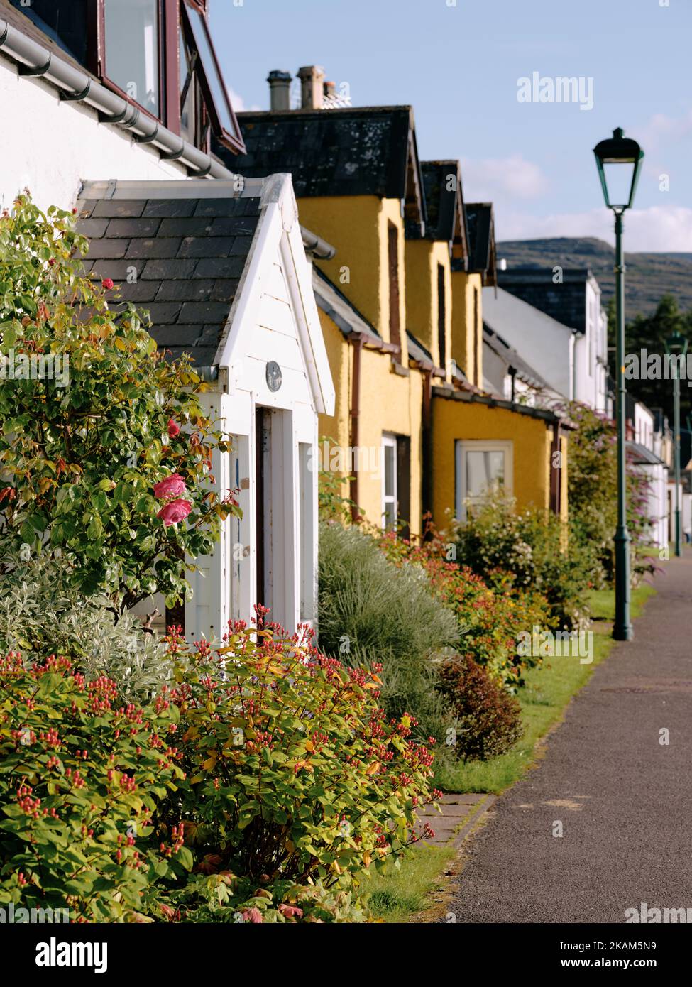 Shieldaig village high street in Wester Ross, Highland, Scotland UK Stock Photo