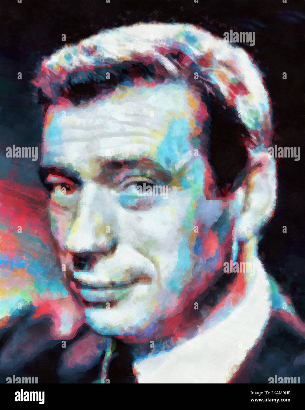 Illustrations Portrait Yves Montand, French singersongwriter, actor