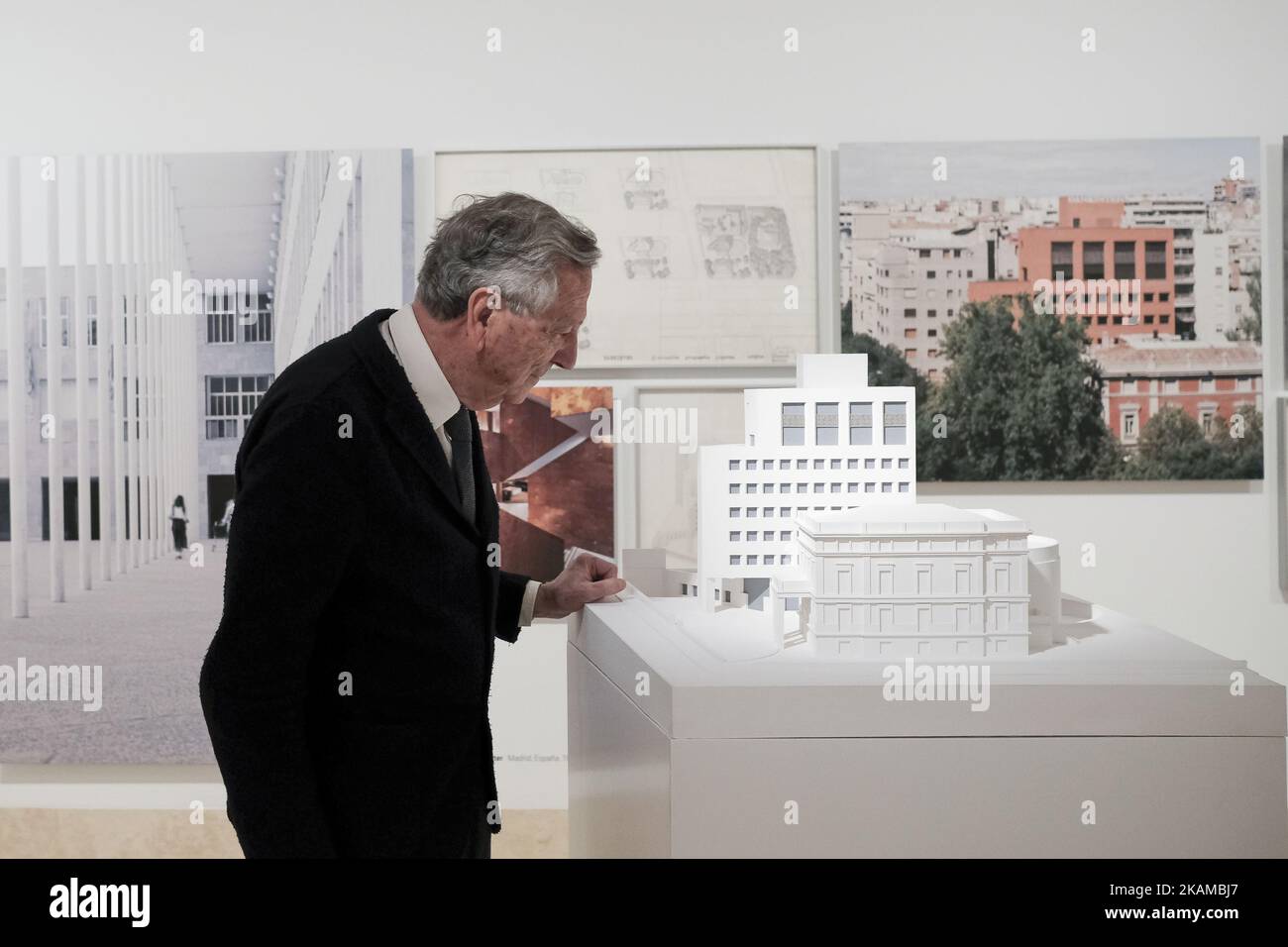 The architect Rafael Moneo attends the inauguration of the exhibition the great retrospective dedicated to the work of Rafael Moneo at the Thyssen Museum in Madrid. Spain. April 3, 2017 (Photo by Oscar Gonzalez/NurPhoto) *** Please Use Credit from Credit Field *** Stock Photo