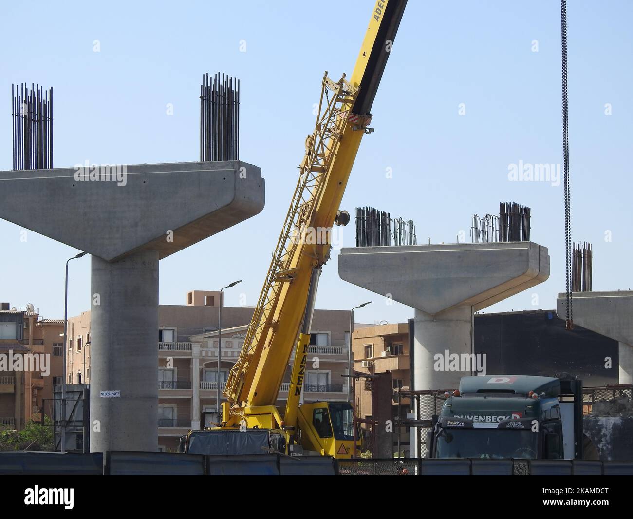 Cairo, Egypt, October 14 2022 Construction site of Cairo monorail