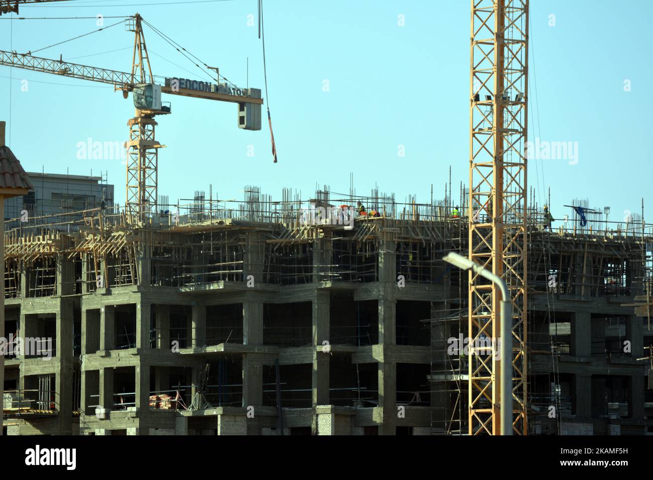 Giza, Egypt, October 16 2022 A construction site of new rise up of new