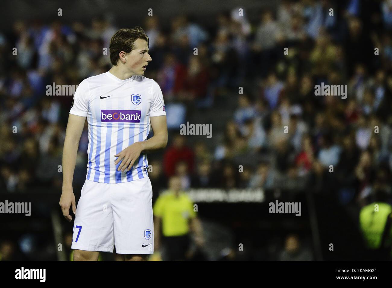 Sander Berge midfielder of KRC Genk FC (27) during the UEFA Europe League Round of 4 first leg match between Celta de Vigo and KRC Genk FC at Balaidos Stadium on April 13, 2017 in Vigo, Spain. (Photo by Jose Manuel Alvarez Rey/NurPhoto) *** Please Use Credit from Credit Field *** Stock Photo