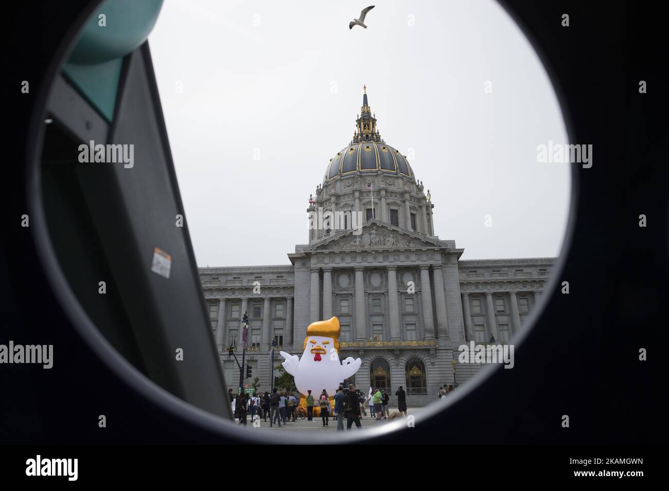 Tax March in San Francisco features 30-foot tall inflatable Trump Chicken (Photo by Yichuan Cao/NurPhoto) *** Please Use Credit from Credit Field *** Stock Photo