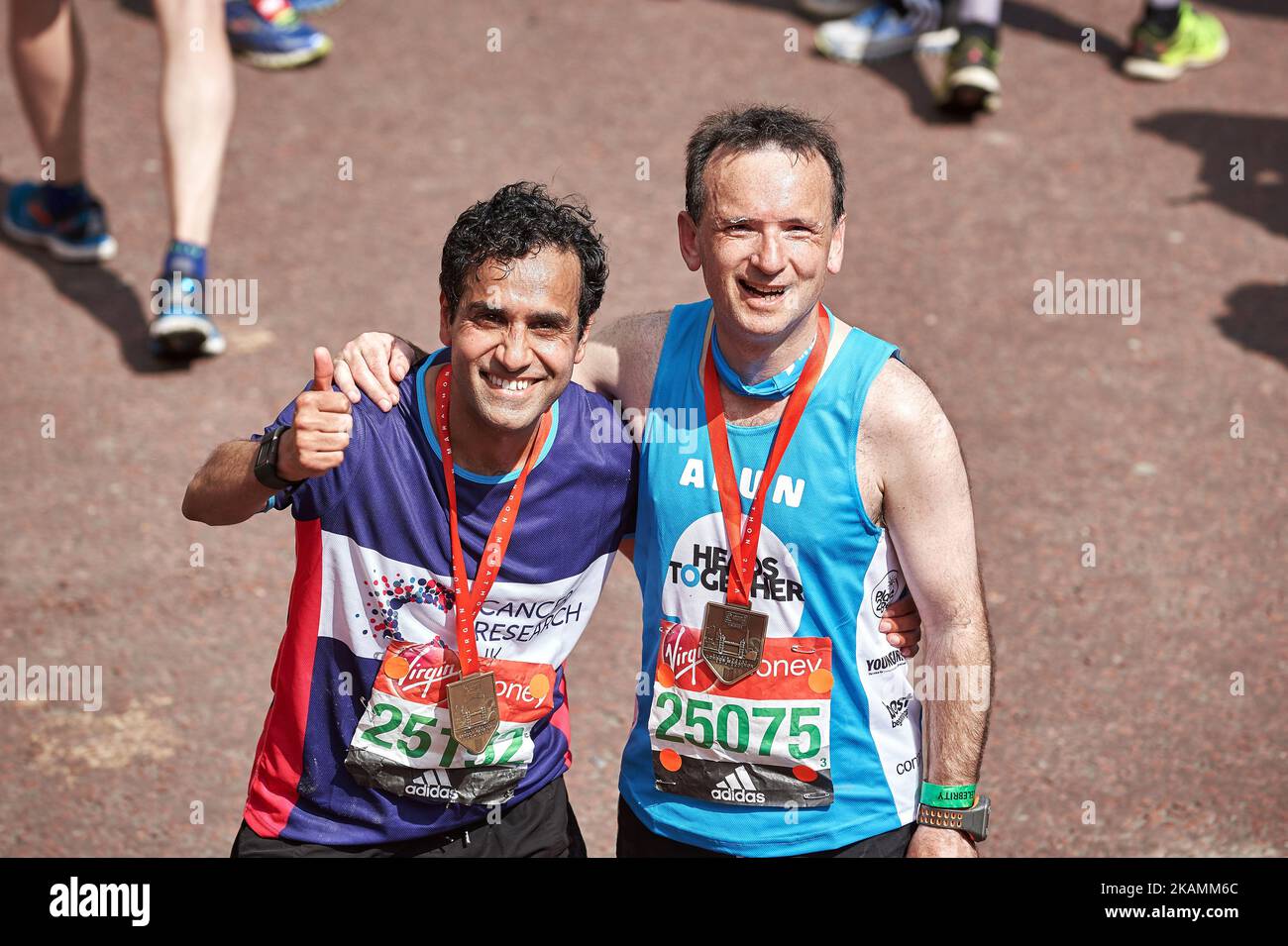 Over 40,000 people ranging from Athletes to non athletes to celebrities took part in the London Marathon which started at Blackheath and finished at St James's park Malborough road, April 23rd 2017. (Photo by Karyn Louise/NurPhoto) *** Please Use Credit from Credit Field *** Stock Photo