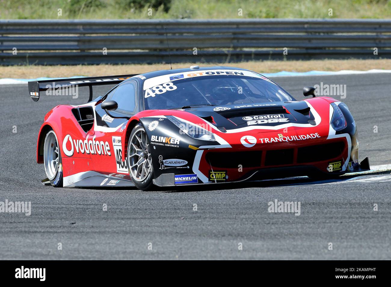 Ferrari 488 GT3 of Spirit of Race driven by Mikkel Mac and Miguel Ramos during free practice of International GT Open, at the Circuit de Estoril, Portugal, on April 28, 2017.(Photo by Bruno Barros / DPI / NurPhoto) *** Please Use Credit from Credit Field *** Stock Photo