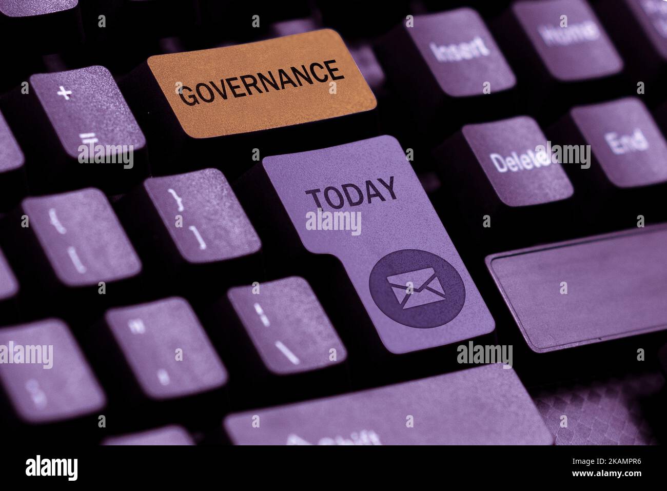 Inspiration showing sign Governance. Word for exercised in handling an economic situation in a nation Typing Firewall Program Codes, Typewriting Rules Stock Photo