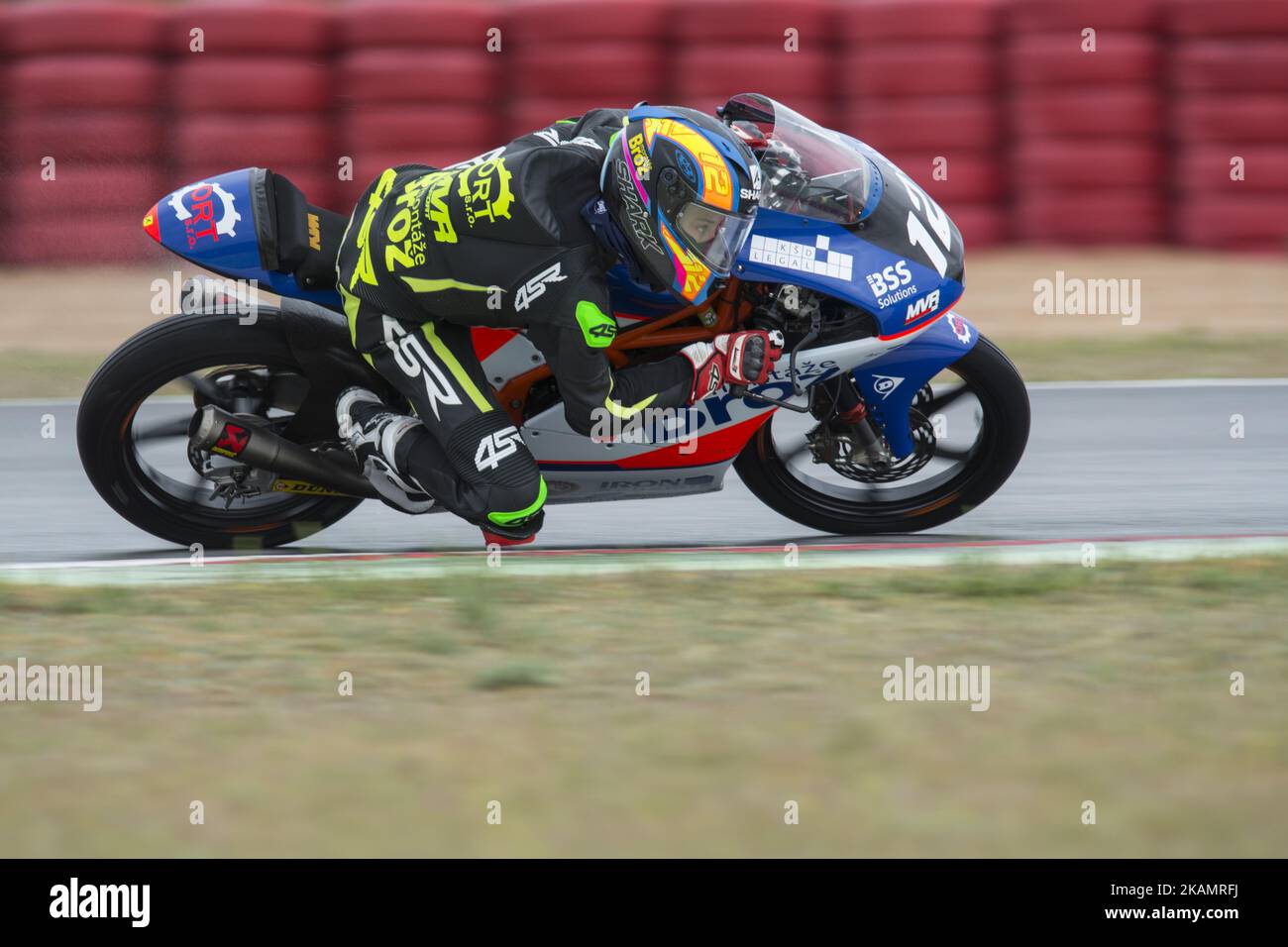 Albacete, SPAIN - 29th of April, 2017: FIM CEV REPSOL ALBACETE. The Moto3  Junior World Championship and Moto2 European Championship, Circuito  Albacete. In the photo:#12 FILIP SALAC (CZE) MONTAZE BROZ RACING TEAM