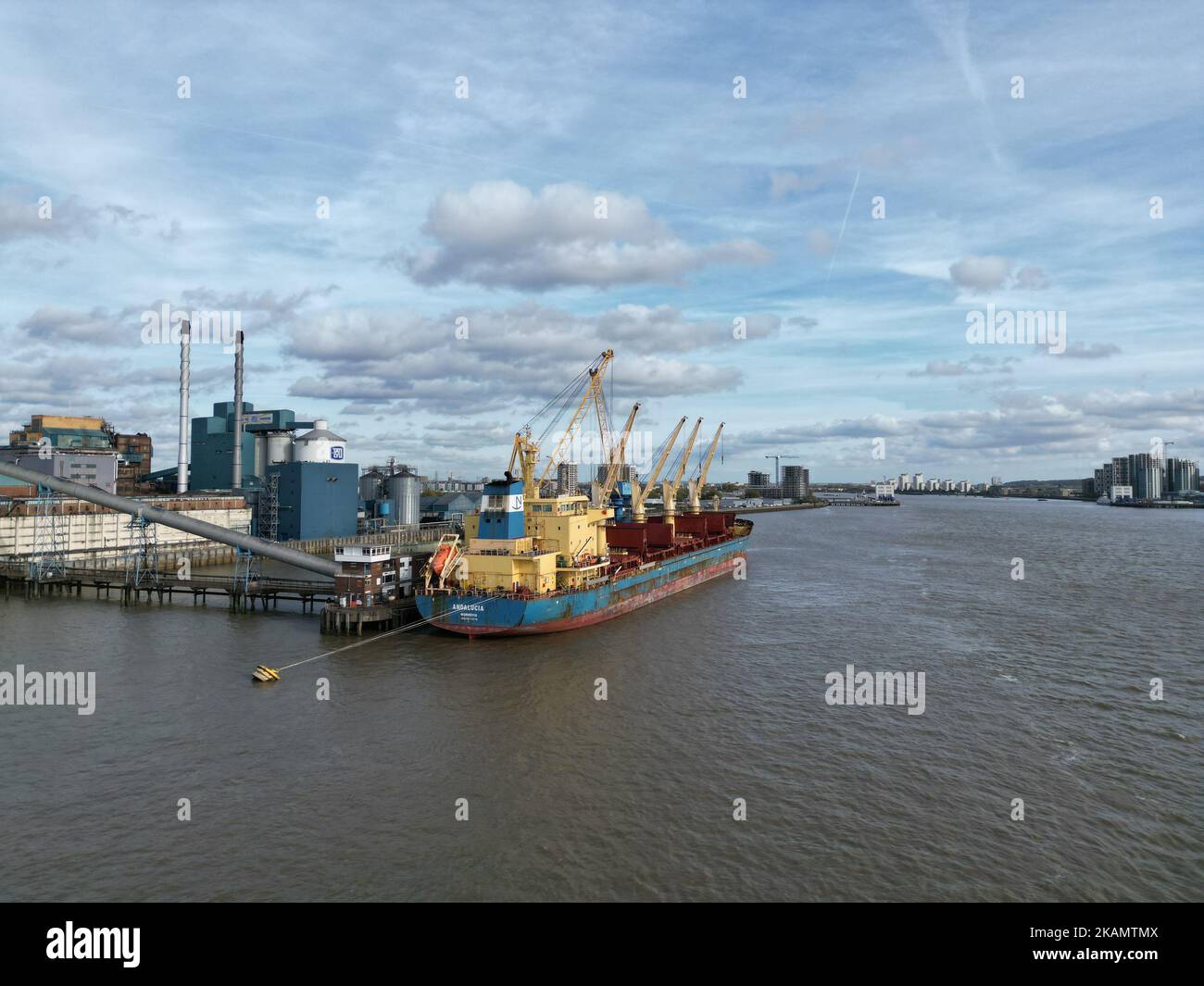 Tate & Lyle Sugar Refinery Silvertown London drone aerial view Stock Photo