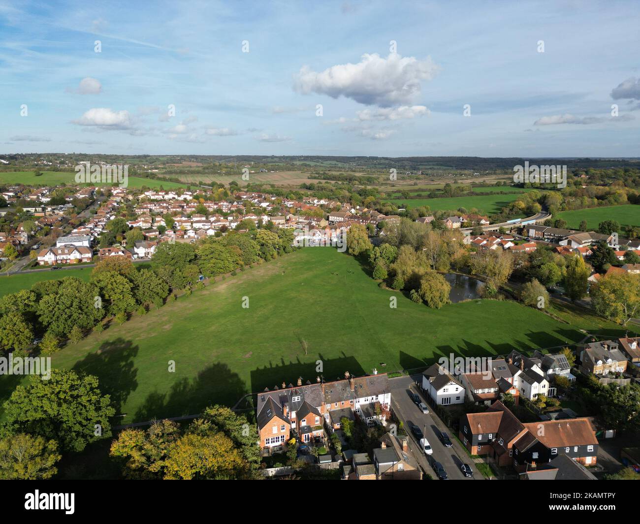 Theydon bois village in Essex UK drone aerial view Stock Photo