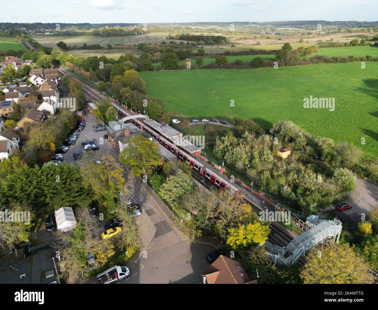 Theydon bois village in Essex UK drone aerial view Stock Photo Alamy