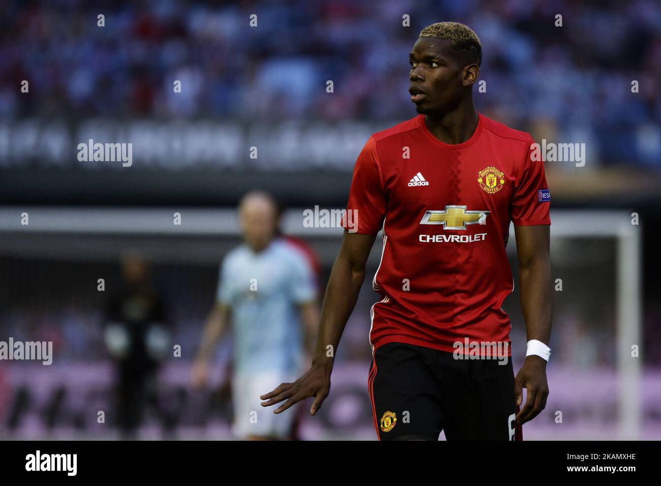 Paul Pogba midfielder of Manchester United (6)ing the UEFA Europe League Round of 2 first leg match between Celta de Vigo and Manchester United at Balaidos Stadium on May 4, 2017 in Vigo, Spain. (Photo by Jose Manuel Alvarez Rey/NurPhoto) *** Please Use Credit from Credit Field *** Stock Photo