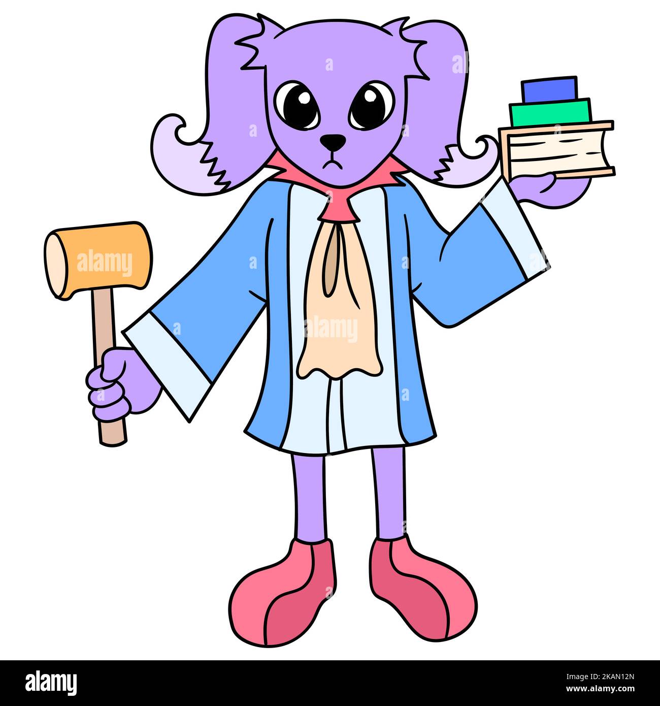 A cute doodle of a dog dressed as a judge holding a gavel and books Stock Vector Image & Art Alamy