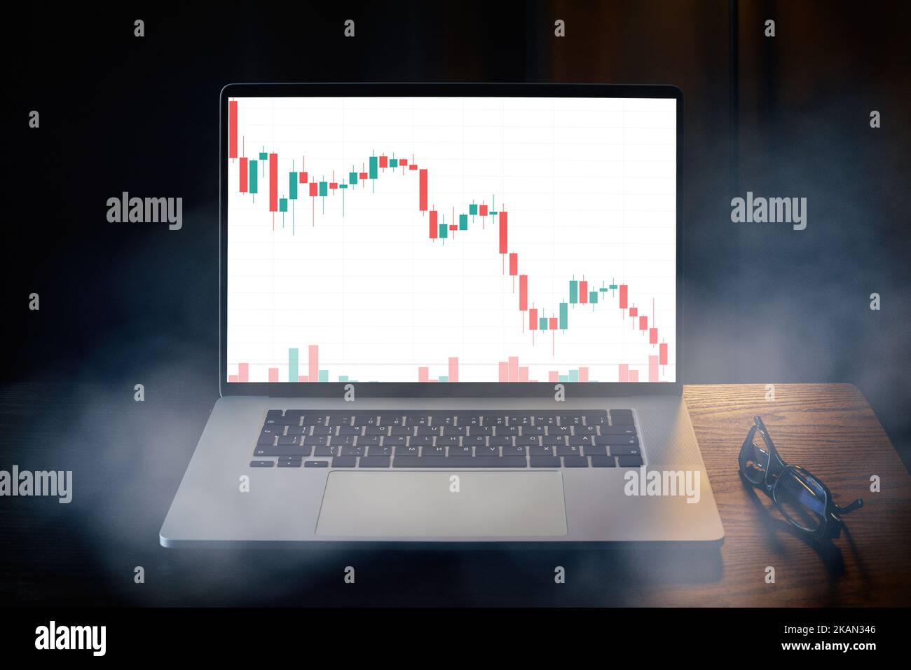 Stock Market Crash, drop in stock prices. Falling trading charts