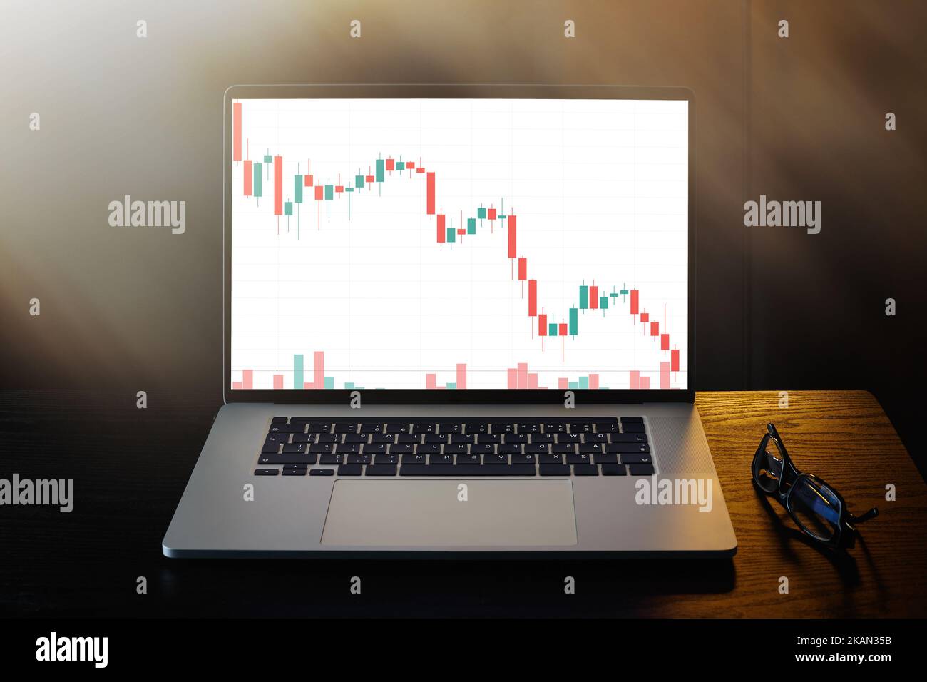Stock Market Crash, drop in stock prices. Falling trading charts